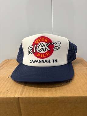 Vintage Speedway Rick's Quik Pick Savannah TN Mesh Trucker Hat Snapback